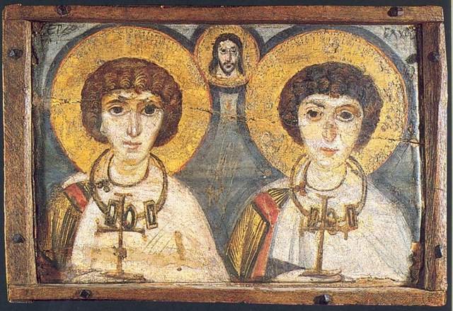 Икона святых Сергия и Вакха.  Энкаустика. 7 век