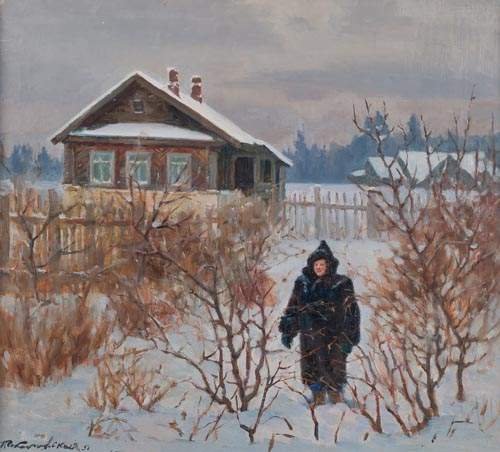 Соколов-Скаля П. П.(1899–1961) Зимой в деревне 1951 Холст / масло 62 x 70 см  180 000 — 200 000 р.