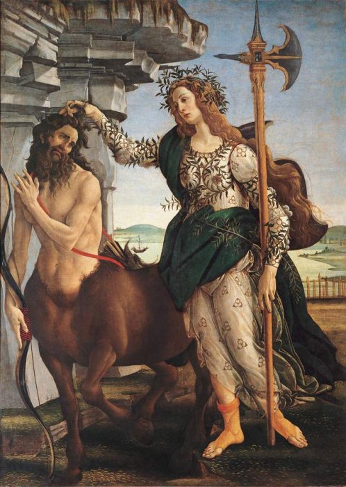 «Сандро Боттичелли. Паллада и кентавр» 1482. Из Музея Уффици, Флоренция