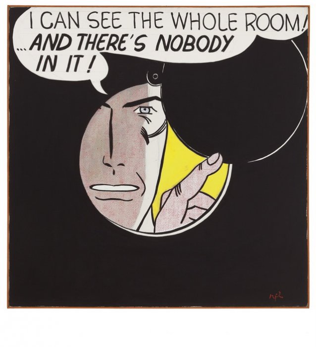 «Я вижу всю комнату... Но в ней никого нет!» Холст, масло, карандаш 121,9 x 121,9 см Написано в 1961 году Продано за $43,202,500 Мировой ценовой рекорд на произведения художника