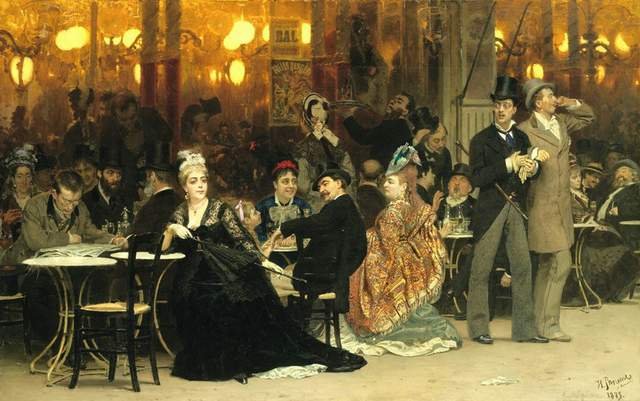 Парижское кафе 1875 (Картина «Парижское кафе» стала самым дорогим лотом Christie's лета 2011, она ушла в руки нового владельца за 4,5 миллиона фунтов стерлингов — 7,383,201$, прим. ФЦ)