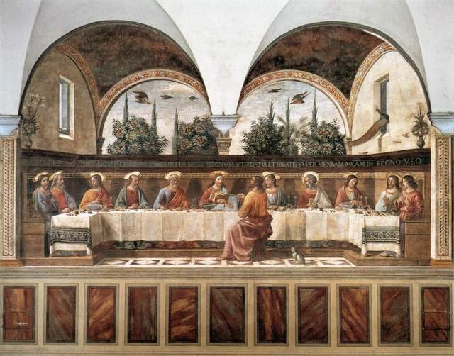 Доменико Гирландайо. фреска Тайная вечеря 1480, Флоренция, монастырь Оньисанти