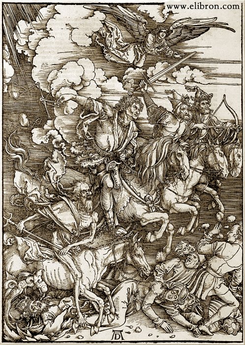Альбрехт Дюрер. Четыре всадника апокалипсиса. Гравюра на дереве. 1498 г.