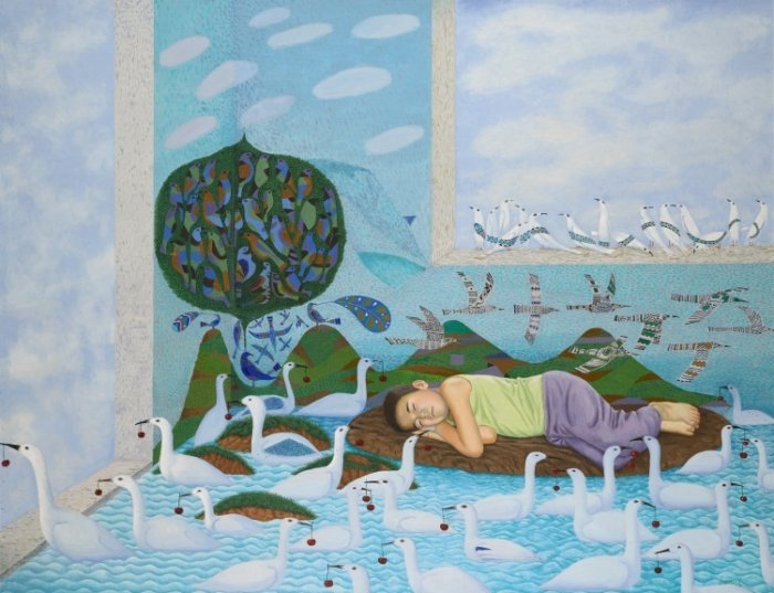 Узбекистан: Ямол Усманов (род.1961). Без названия (из серии «Сны»). 2010. Холст, масло. 110 x 145см