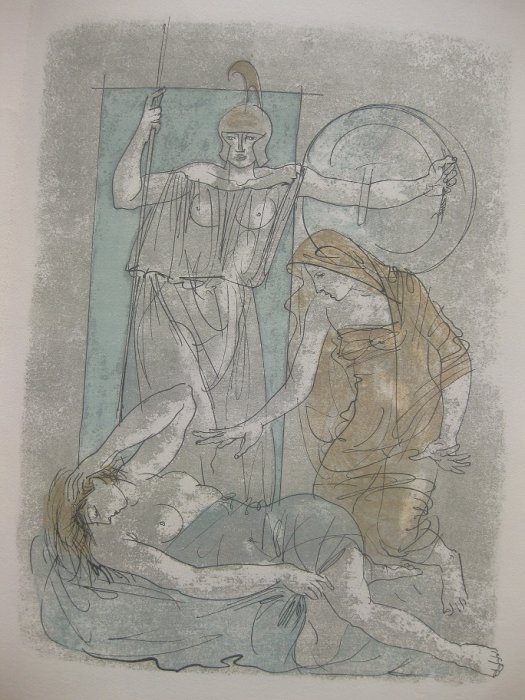 Ханс Эрни Иллюстрация к «Одиссее» Гомера, Афина и Пенелопа Литография, 39,5х28 см, 1957-1958