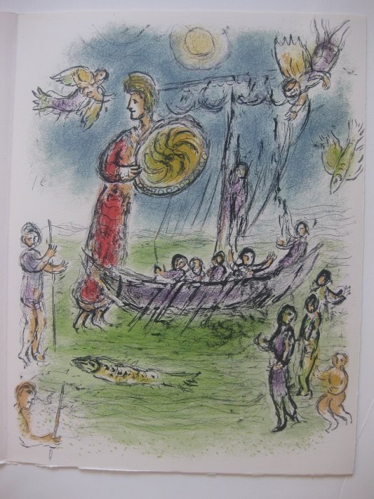 Марк Шагал Иллюстрация к «Одиссее» Гомера, Афина отправляет Телемаха в море Литография, 42,5х33см, 1974-1975