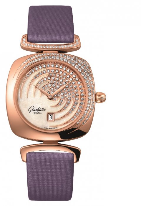 Часы Glashutte Original Pavonina. Сталь, розовое золото, мануфактурный кварцевый механизм.