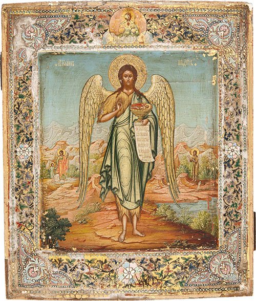 Подписная и датированная икона Иоанна Предтечи «Ангел пустыни». 1893